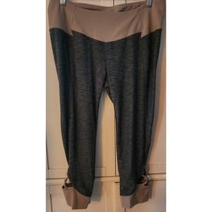 PrAna Workout Yoga Gray Green Blue Leggings Cropped Pants Size XL